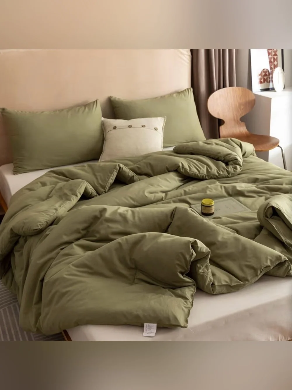 New 3pc Rosgonia Olive Green Boho Queen Bedding Comforter Quilt Pillow Cases Set